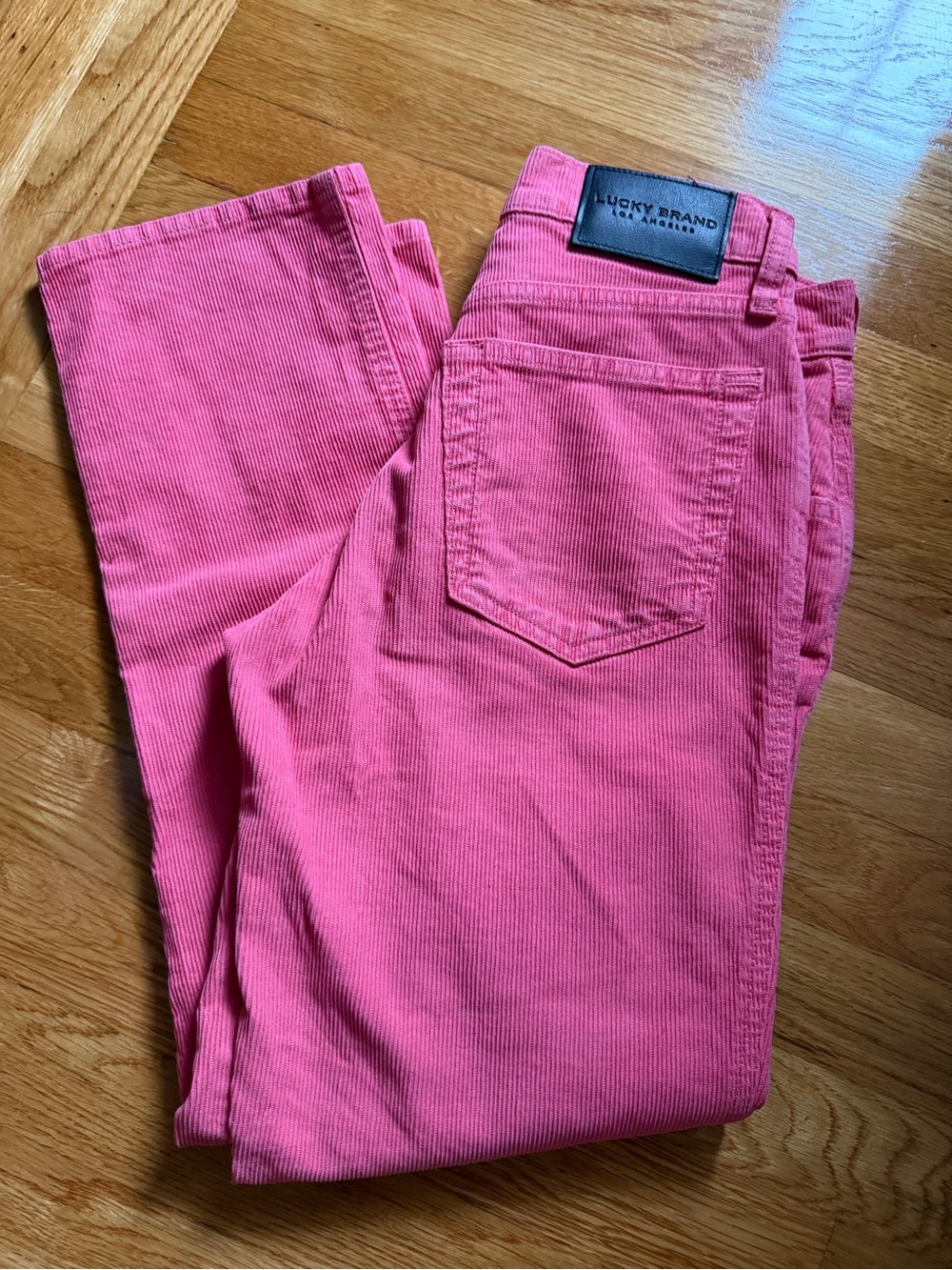Lucky Brand Mid Rise Authentic Straight Crop Pink Corduroy Pants Size 0 / 25